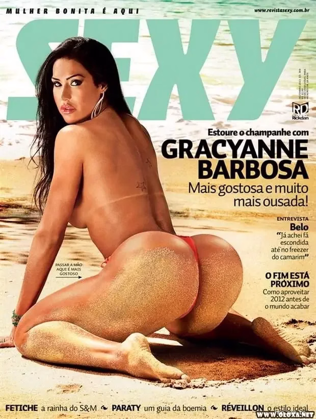 Revista Sexy do Brasil - Gracyanne Barbosa, linda na areia da praia, com o bumbum sujo de areia
