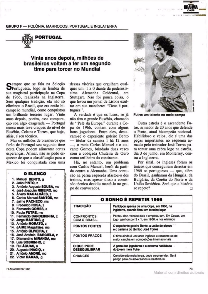 1986 Revista Placar N 836 020686 GUIA DA COPA DO MUNDO Pagina79