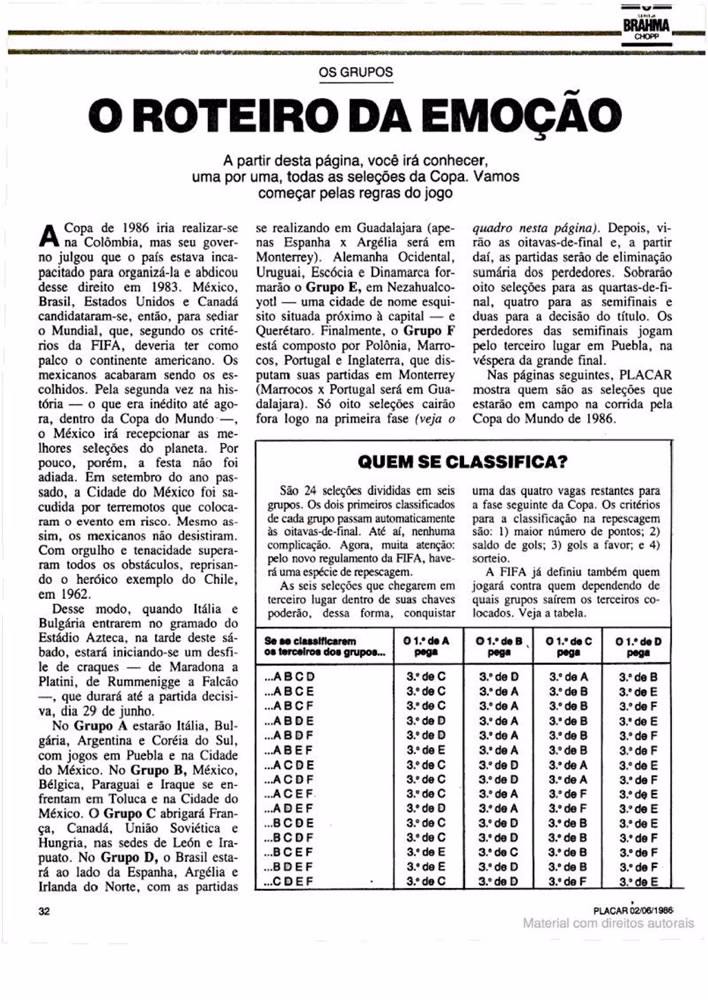 1986 Revista Placar N 836 020686 GUIA DA COPA DO MUNDO Pagina34