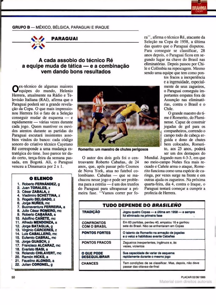 1986 Revista Placar N 836 020686 GUIA DA COPA DO MUNDO Pagina56