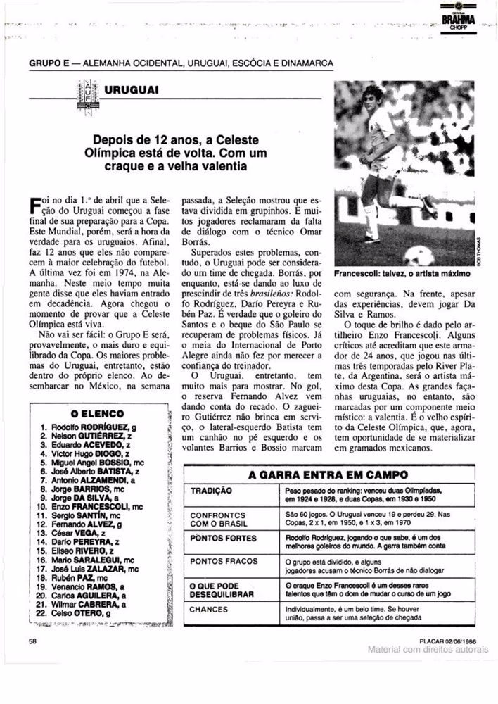 1986 Revista Placar N 836 020686 GUIA DA COPA DO MUNDO Pagina64