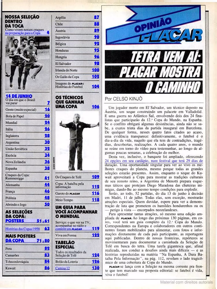 1982 Revista Placar N 625 140582 GUIA COPA DO MUNDO 1 Pagina003