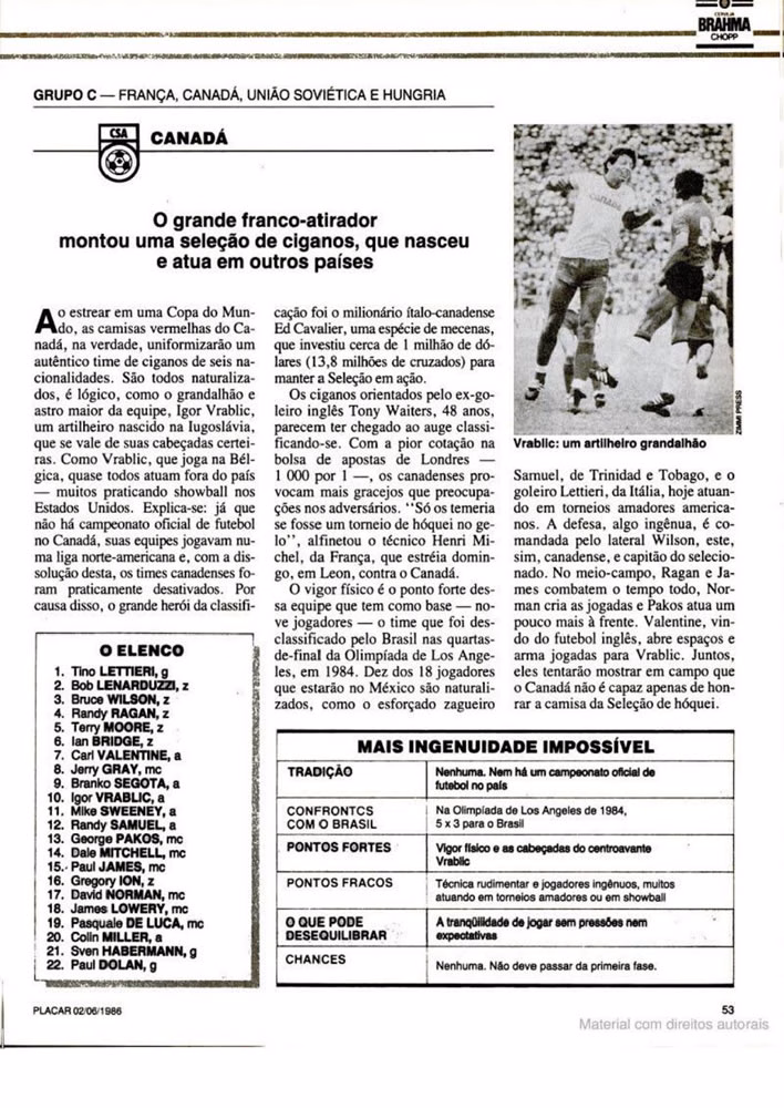 1986 Revista Placar N 836 020686 GUIA DA COPA DO MUNDO Pagina59