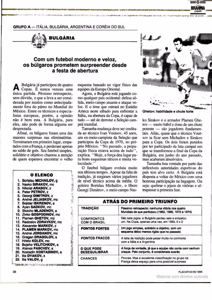 1986 Revista Placar N 836 020686 GUIA DA COPA DO MUNDO Pagina38