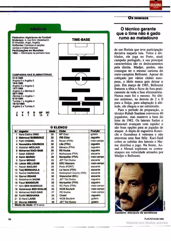 1986 Revista Placar N 836 020686 GUIA DA COPA DO MUNDO Pagina74